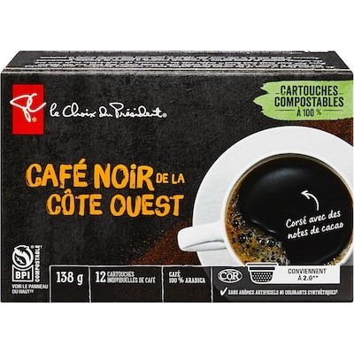 le Choix du Président Cartouches individuelles de Café noir de la côte Ouest Gourmet 12 ea, 0,83 $/1ch