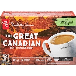 President's Choice The Great Canadian Light to Medium Roast Single Serve Coffee Pods 12 ea, $0.67/1ea
