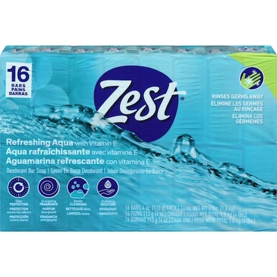 Zest Bar Soap, Aqua Impact Crème 16x113.0 g, $0.77/100g