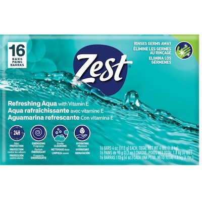 Zest Pain nettoyant Aqua choc 16x113.0 g, 0,77 $/100g