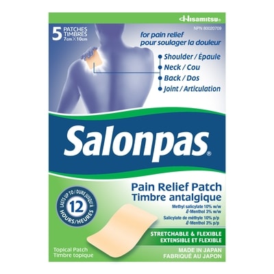salonpas 12 heures timbre soulagement de la douleur 5 ea, 2,80 $/1ch