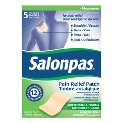 salonpas 12 heures timbre soulagement de la douleur 5 ea, 2,60 $/1ch