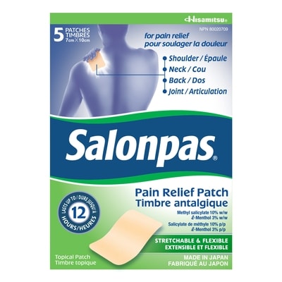 salonpas 12 heures timbre soulagement de la douleur 5 ea, 2,60 $/1ch
