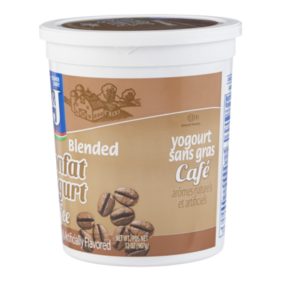 J & J Yogourt sans gras, café 907 g, 1,21 $/100g