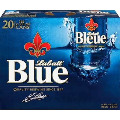 Labatt Blue Bleue Beer, Cans (ID required at pick-up) 20x355.0 ml, $0.47/100ml