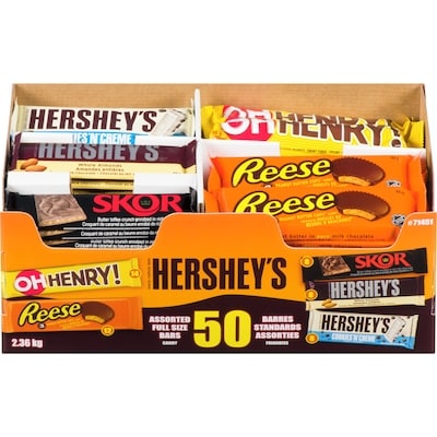 Hershey's Assorted Chocolate Bars, 50 count 2.36 kg, $2.63/100g