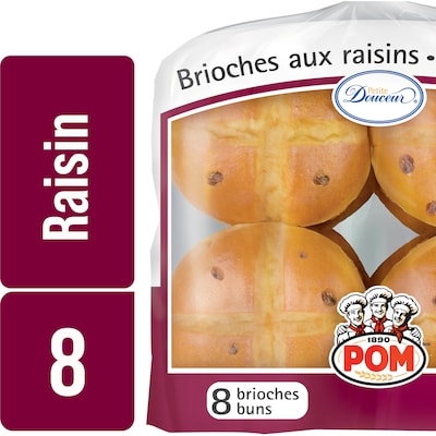 null Brioche Raisin Buns 500 g, $1.00/100g