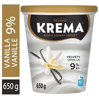 Olympic Krema Vanilla Yogurt 9% 650 g, $0.92/100g