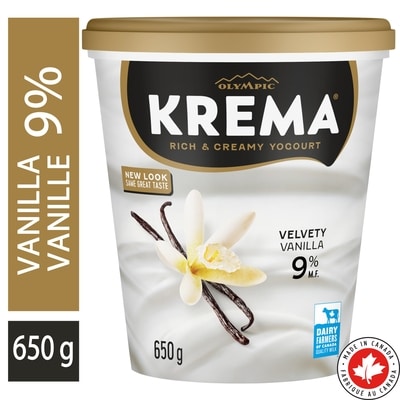Olympic Krema Vanilla Yogurt 9% 650 g, $1.00/100g