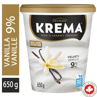 Olympic Yogourt krema à la vanille 9 % 650 g, 1,00 $/100g