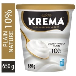 Olympic Krema Plain Yogurt 10% 650 g, $1.08/100g