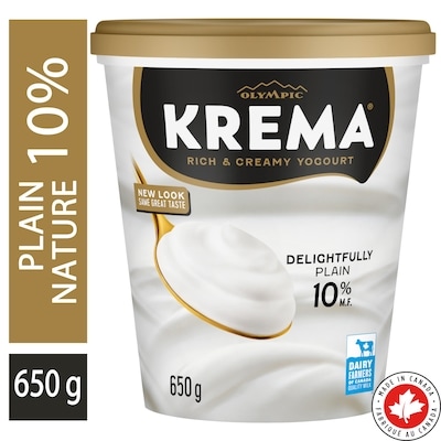 Olympic Krema Plain Yogurt 10% 650 g, $1.00/100g