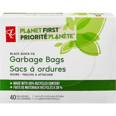 PC Green Planet First Regular Garbage Bags 40 ea, $0.31/1ea