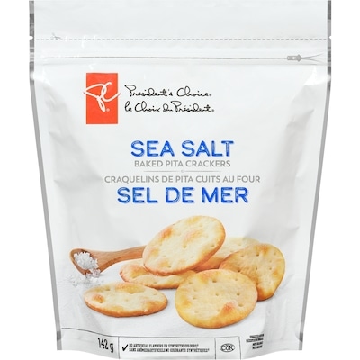 President's Choice Sea Salt Baked Pita Crackers 142 g, $2.32/100g