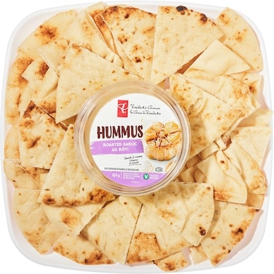 null Plateau de pain naan avec hummus à l’ail 1 ea