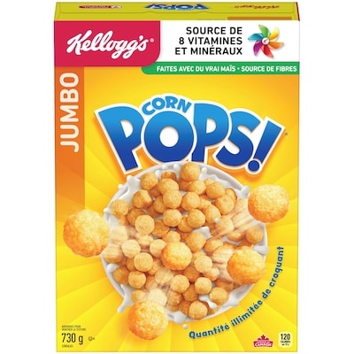 Kellogg’s Corn Pops Céréales Corn Pops, format géant 730 g, 1,44 $/100g