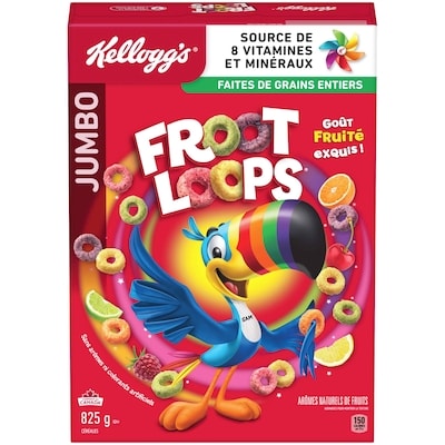 Kellogg’s Froot Loops Céréales Froot Loops, format géant 825 g, 1,33 $/100g