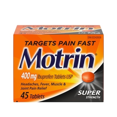 Motrin Ultra fort, 400 mg d'ibuprofène 45 ea, 0,37 $/1ch