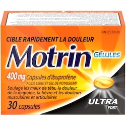 Motrin Gélules 400 mg 30 ea, 0,52 $/1ch