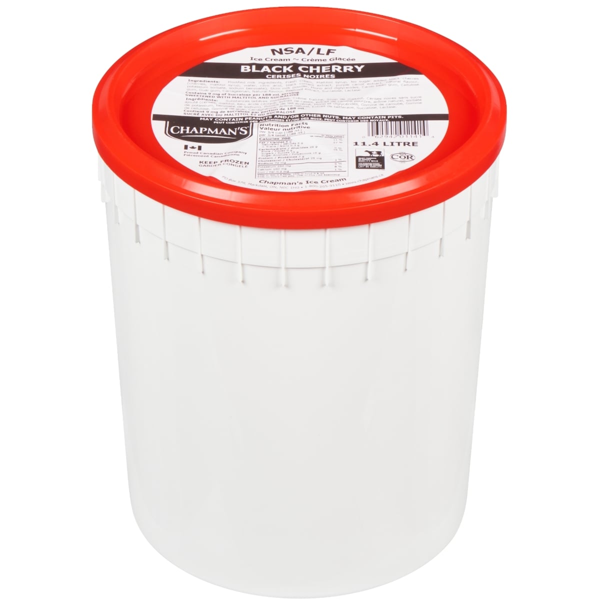 Chapman’s Sans sucre ajouté sans lactose crème glacée Cerises noires 11.4 l, 0,42 $/100ml