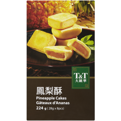 T&T Gâteaux à l’ananas 224 g, 1,56 $/100g