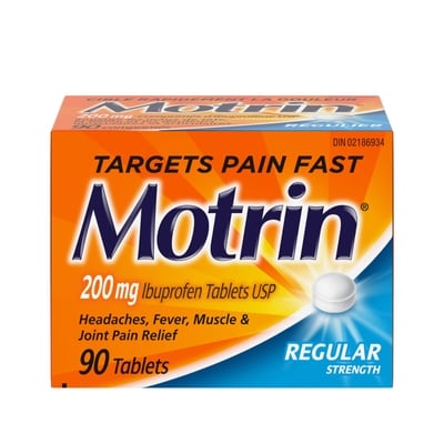 Motrin Régulier, 200 mg d'ibuprofène 90 ea, 0,17 $/1ch