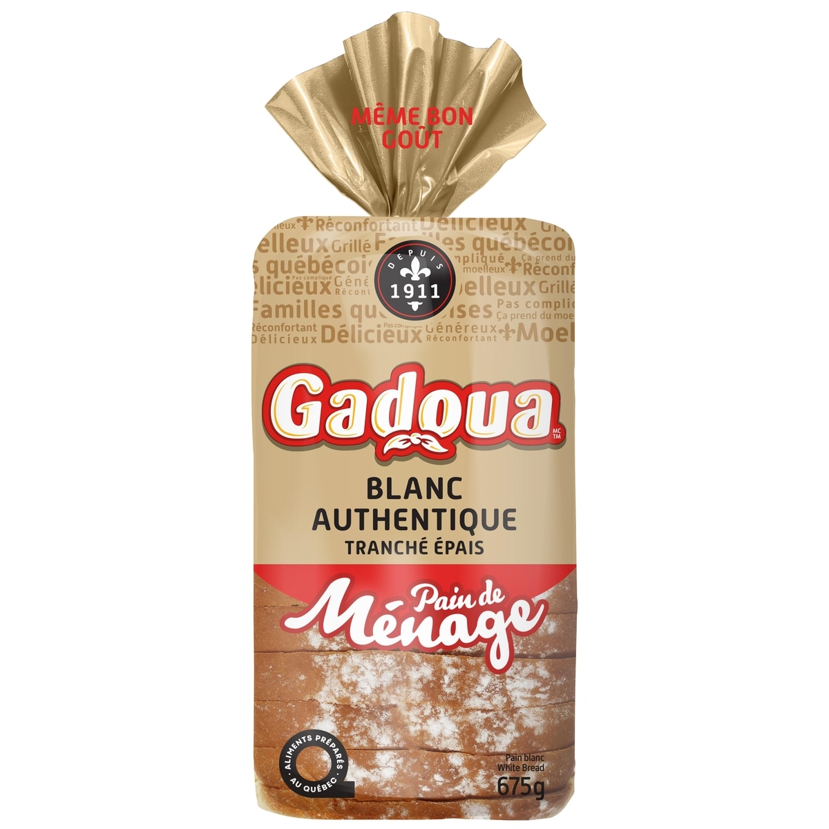 Gadoua Homestyle Thick Sliced White Bread 675 g, $0.64/100g
