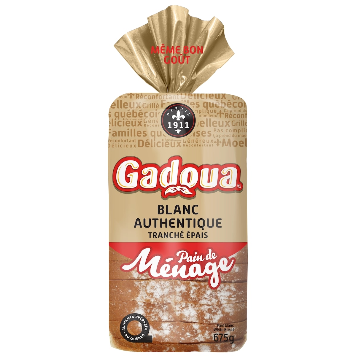 Gadoua Pain de ménage blanc authentique tranché épais 675 g, 0,64 $/100g