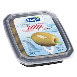 Sardo Olives géantes dénoyautées 250 ml, 2,80 $/100ml