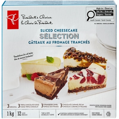 President's Choice Sliced Cheesecake Selection, 12 slices 1 kg, $2.30/100g