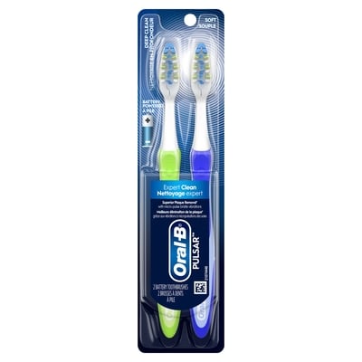Oral-B Brosses à dents à pile Pulsar Blanchiment expert, souple, 2 unités 2 ea, 9,50 $/1ch