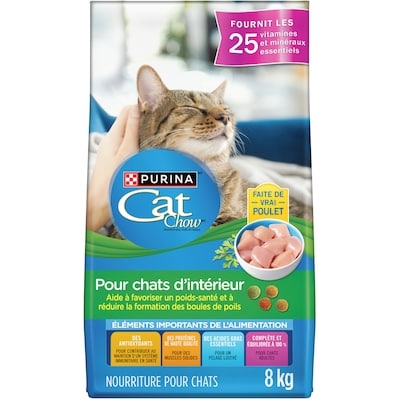 Purina Cat Chow pour Chats d'Intérieur avec Vrai Poulet, Nourriture Sèche pour Chats 8 kg 8 kg, 0,36 $/100g