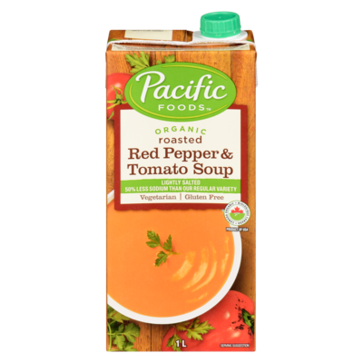 Pacific Foods Organic Red Pepper & Tomato Soup, Light Sodium 1 l, $0.75/100ml