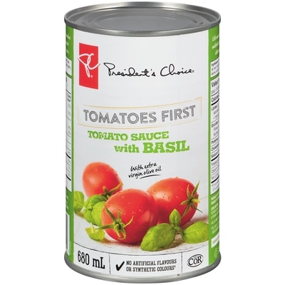 President's Choice Tomatoes First Tomato Sauce With Basil 680 ml, $0.37/100ml
