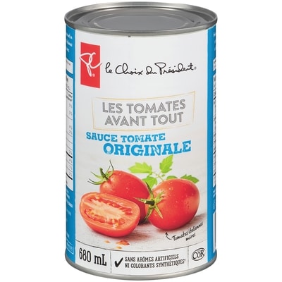 le Choix du Président Sauce tomate originale, les tomates avant tout  680 ml, 0,44 $/100ml