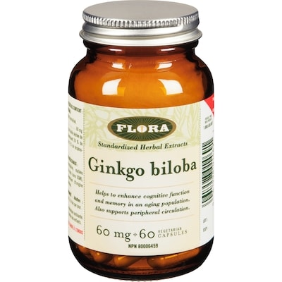 Flora Ginkgo Biloba Vegetarian Capsules 60 Mg 60 ea, $0.33/1ea