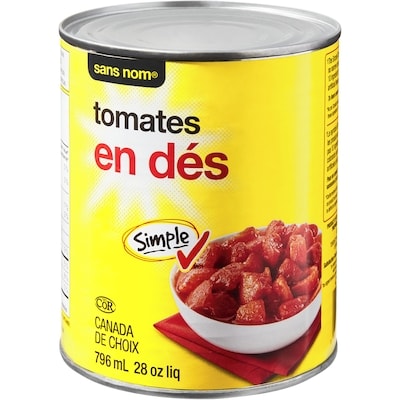 Sans Nom Tomates en dés 796 ml, 0,29 $/100ml