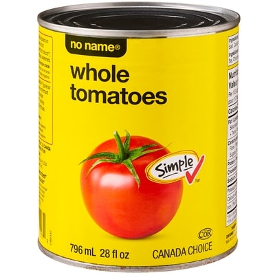 No Name Whole Tomatoes 796 ml, $0.22/100ml