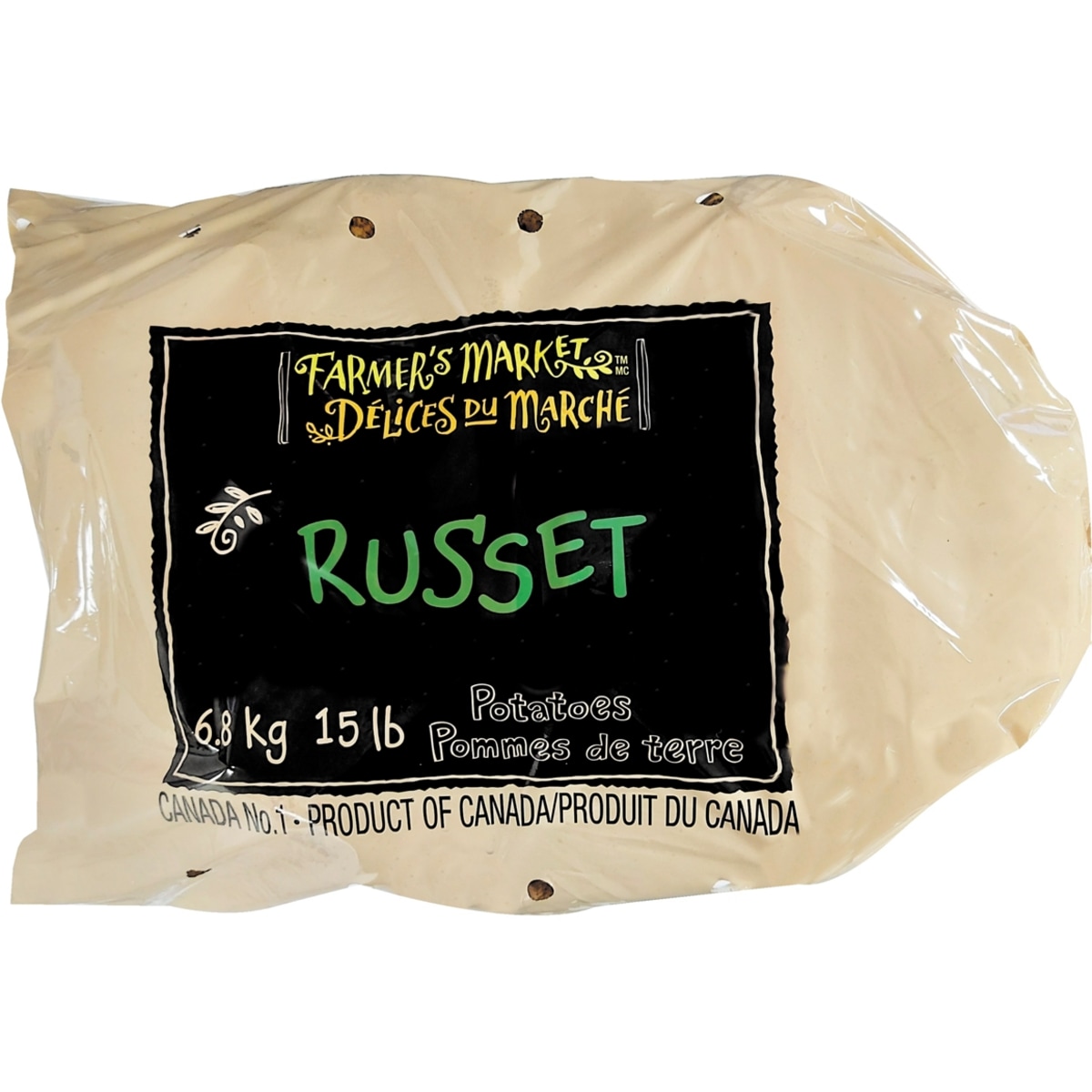 Farmer's Market Russet Potatoes, 15 lb Bag 6.804 kg, $0.22/100g