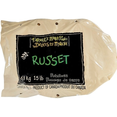 Farmer's Market Russet Potatoes, 15 lb Bag 6.804 kg, $0.22/100g