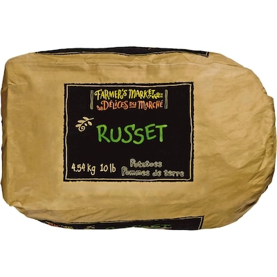 Farmer's Market Russet Potatoes, 10 lb Bag 4.54 kg, $0.15/100g