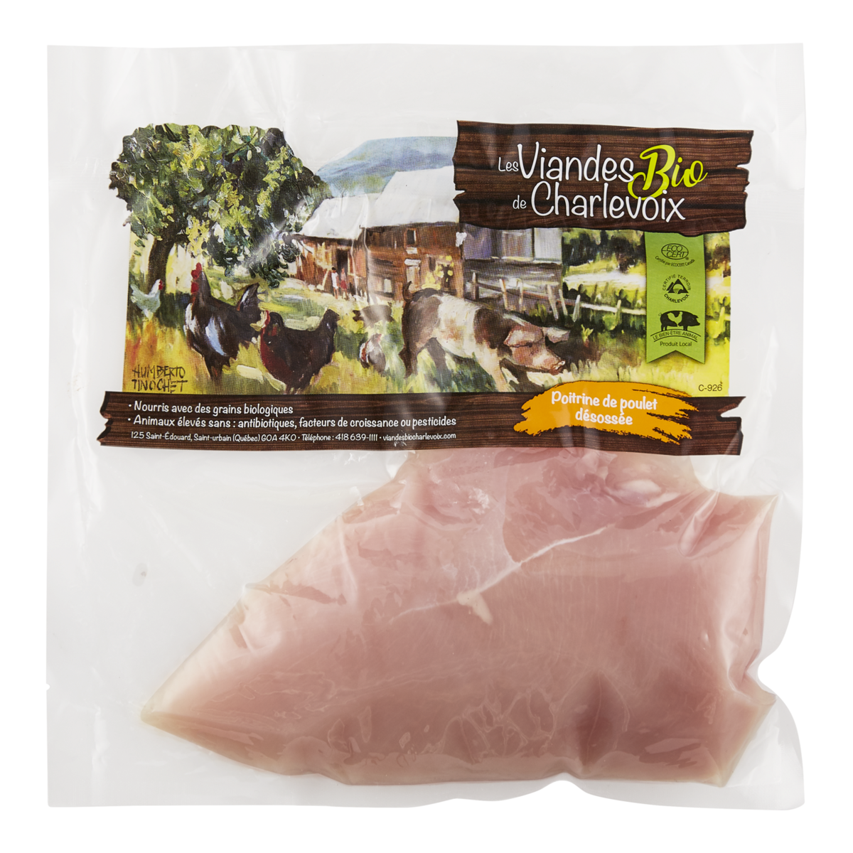 Poitrine de poulet biologique désossée et sans peau
