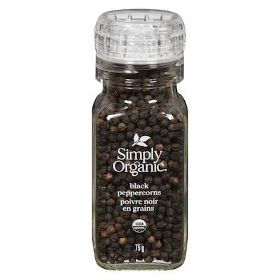 Simply Organic Whole Black Peppercorns 75 g, $12.65/100g