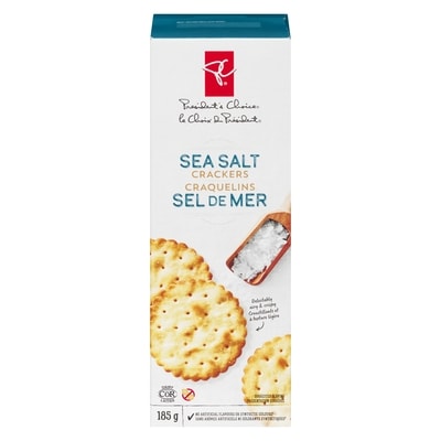 President's Choice Sea Salt Crackers 185 g, $1.35/100g