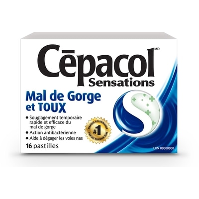 Cépacol Cépacol Sensations Mal de Gorge et TOUX, 16 pastilles contre le mal de gorge (16 ch.) 16 ea, 0,36 $/1ch