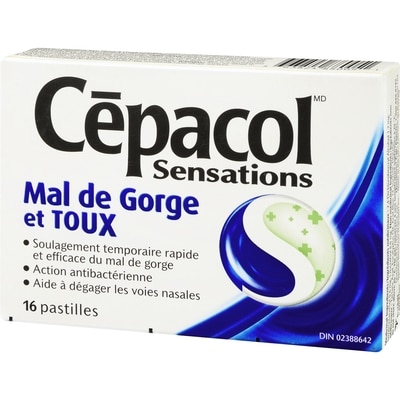 Cépacol Sensations Mal de Gorge et TOUX, 16&nbsp;pastilles contre le mal de gorge (16 ch.)