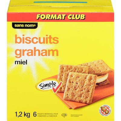 Sans Nom Biscuits graham, miel 1200 g, 0,87 $/100g