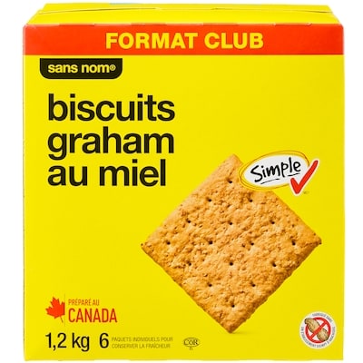 Sans Nom Biscuits graham au miel, format club 1200 g, 1,00 $/100g
