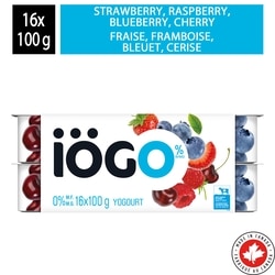IOGO Strawberry/Raspberry/Blueberry/Cherry Fat Free Yogurt Cups 0% 16x100.0 g, $0.49/100g