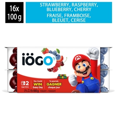 IOGO Strawberry/Raspberry/Blueberry/Cherry Fat Free Yogurt Cups 0% 16x100.0 g, $0.59/100g